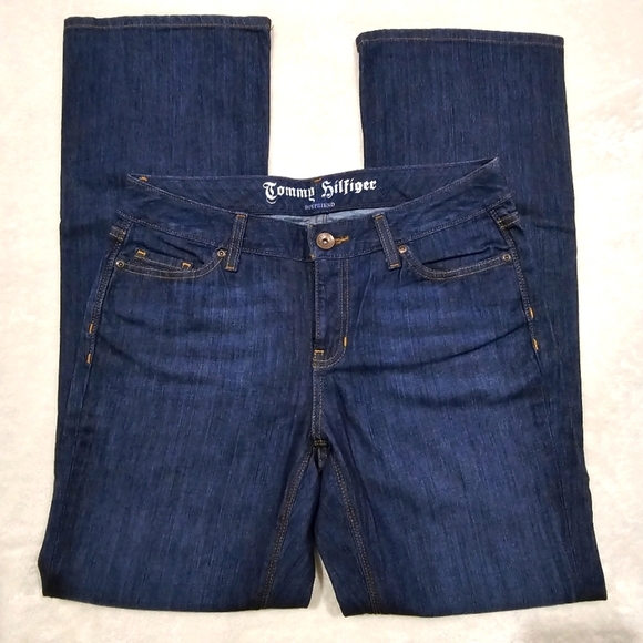 Tommy Hilfiger Boyfriend Mid‑Rise Easy Fit Bootcut Jeans w/ Stretch Blue Wash 4 - Picture 1 of 15